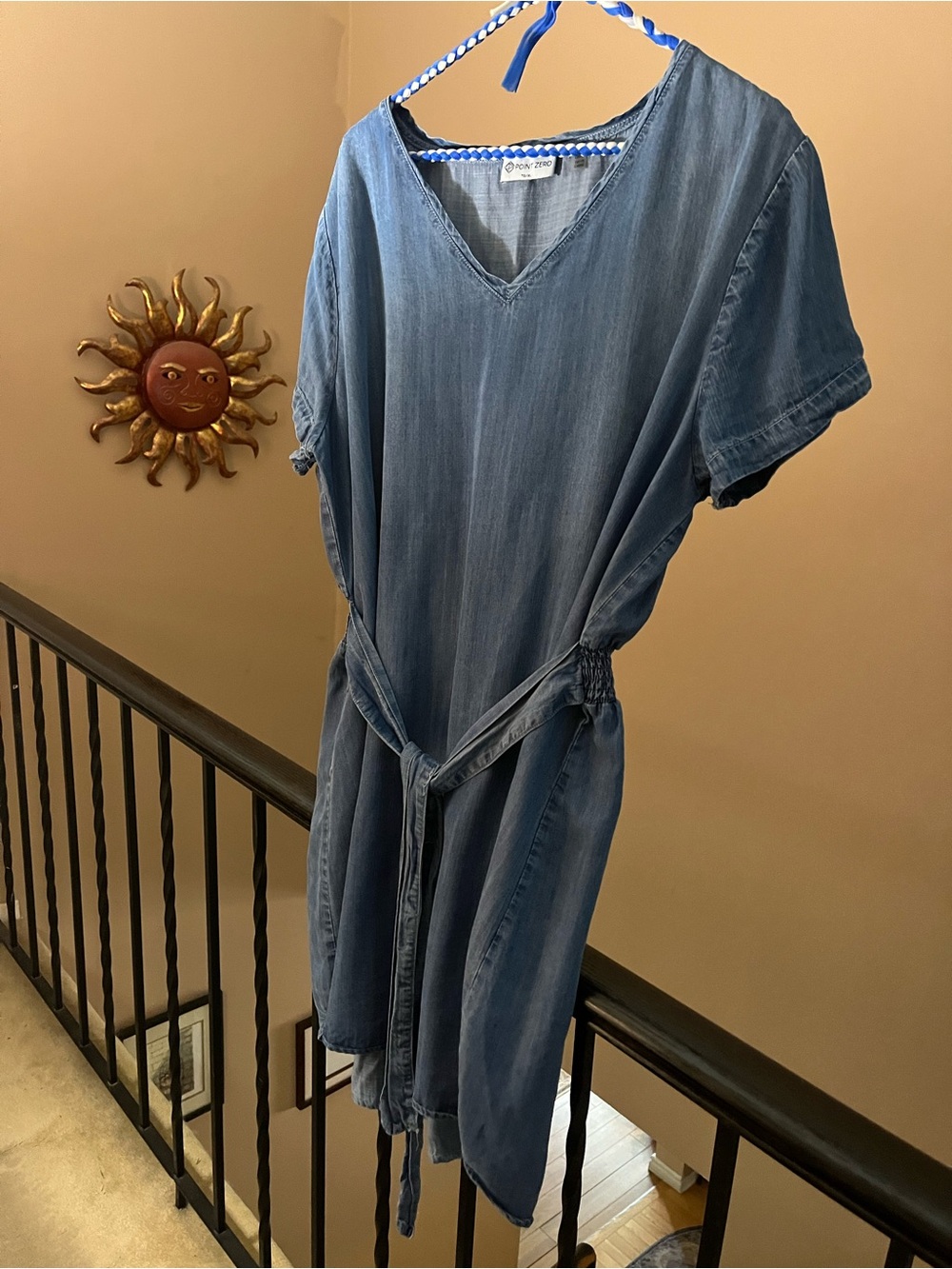 Point Zero denim blue casual V-neck dress